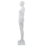 vidaXL Corp manechin feminin, cu suport din sticlă, alb lucios, 175 cm