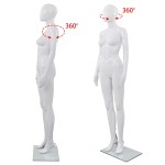 vidaXL Corp manechin feminin, cu suport din sticlă, alb lucios, 175 cm