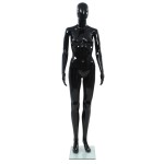 vidaXL Corp manechin feminin, suport din sticlă, negru lucios, 175 cm vidaXL Corp manechin feminin, suport din sticlă, negru lucios, 175 cm