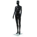 vidaXL Corp manechin feminin, suport din sticlă, negru lucios, 175 cm vidaXL Corp manechin feminin, suport din sticlă, negru lucios, 175 cm
