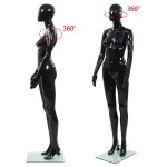 vidaXL Corp manechin feminin, suport din sticlă, negru lucios, 175 cm vidaXL Corp manechin feminin, suport din sticlă, negru lucios, 175 cm