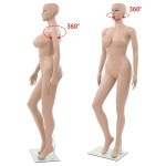 vidaXL Manechin feminin cu suport din sticlă, bej, 180 cm