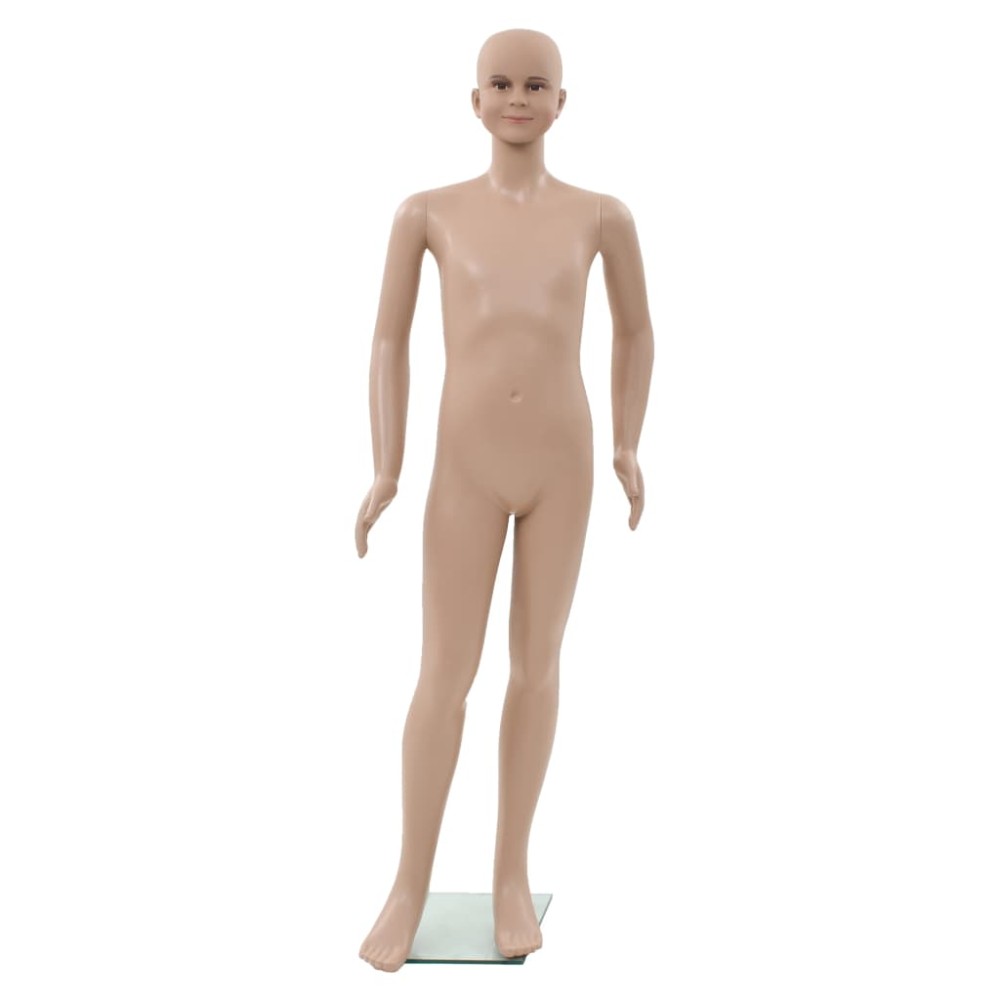 vidaXL Corp manechin copil, cu bază din sticlă, bej, 140 cm
