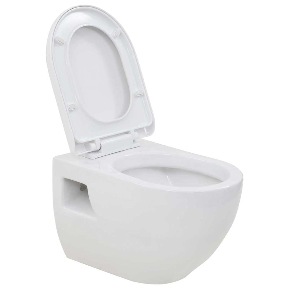 vidaXL Toaletă cu montare pe perete, ceramică, alb