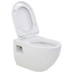 vidaXL Toaletă cu montare pe perete, ceramică, alb vidaXL Toaletă cu montare pe perete, ceramică, alb