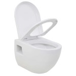 vidaXL Toaletă cu montare pe perete, ceramică, alb vidaXL Toaletă cu montare pe perete, ceramică, alb