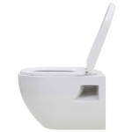 vidaXL Toaletă cu montare pe perete, ceramică, alb vidaXL Toaletă cu montare pe perete, ceramică, alb