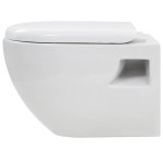 vidaXL Toaletă cu montare pe perete, ceramică, alb vidaXL Toaletă cu montare pe perete, ceramică, alb