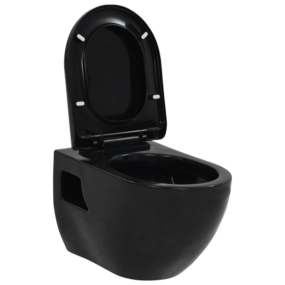 vidaXL Vas de toaletă cu montare pe perete, ceramică, negru
