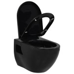 vidaXL Vas de toaletă cu montare pe perete, ceramică, negru vidaXL Vas de toaletă cu montare pe perete, ceramică, negru