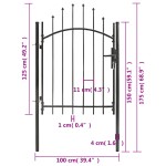 vidaXL Poartă de grădină, negru, 1 x 1,75 m, oțel