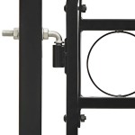 vidaXL Poartă de gard dublă cu arcadă, negru, 400 x 125 cm, oțel vidaXL Poartă de gard dublă cu arcadă, negru, 400 x 125 cm, oțel