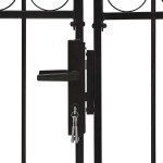 vidaXL Poartă de gard dublă cu arcadă, negru, 400 x 125 cm, oțel vidaXL Poartă de gard dublă cu arcadă, negru, 400 x 125 cm, oțel