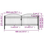 vidaXL Poartă de gard dublă cu arcadă, negru, 400 x 125 cm, oțel vidaXL Poartă de gard dublă cu arcadă, negru, 400 x 125 cm, oțel