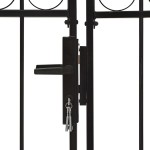 vidaXL Poartă de gard dublă cu arcadă, negru, 400 x 150 cm, oțel vidaXL Poartă de gard dublă cu arcadă, negru, 400 x 150 cm, oțel
