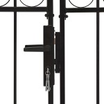 vidaXL Poartă de gard dublă cu arcadă, negru, 400 x 175 cm, oțel vidaXL Poartă de gard dublă cu arcadă, negru, 400 x 175 cm, oțel