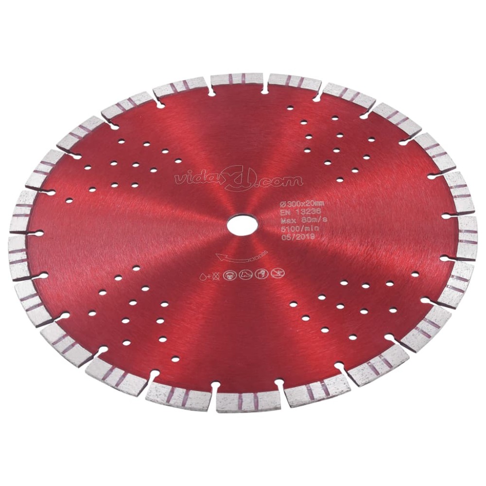 vidaXL Disc diamantat de tăiere cu segmente turbo și găuri oțel 300 mm