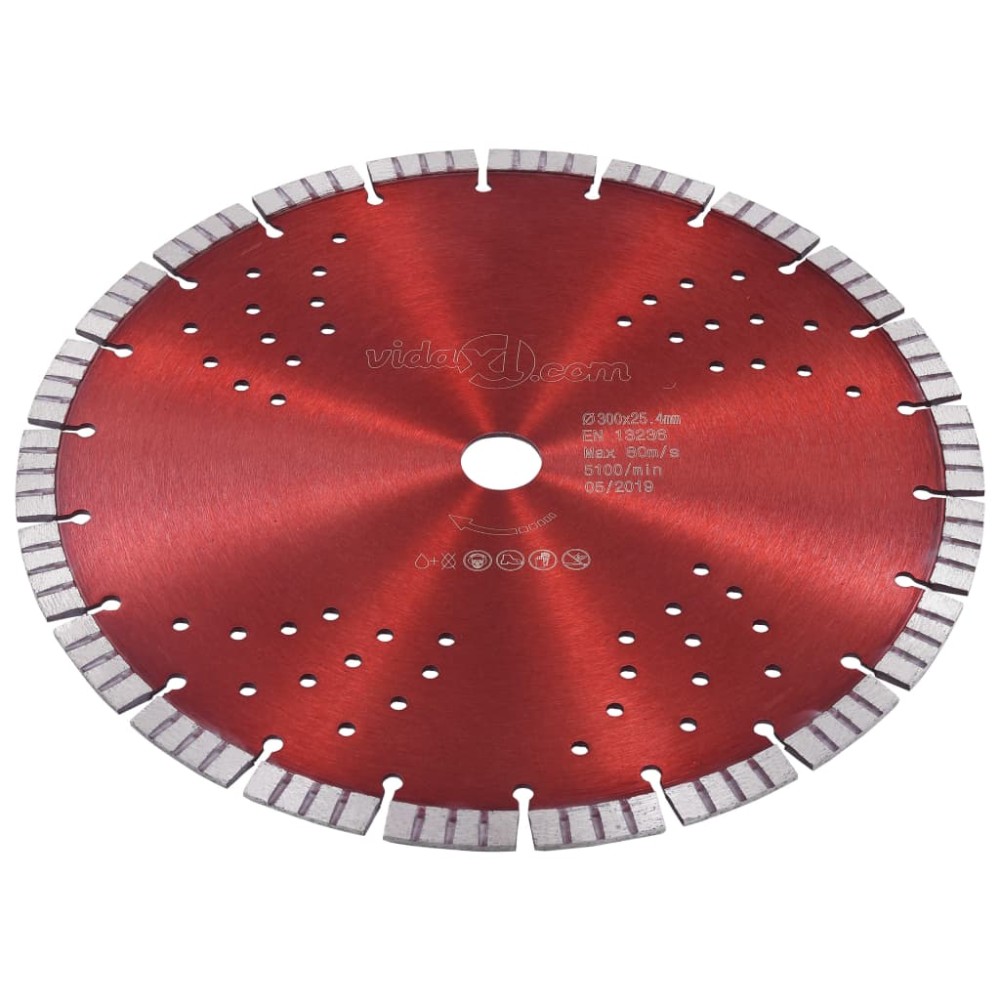 vidaXL Disc diamantat de tăiere cu segmente turbo și găuri oțel 300 mm