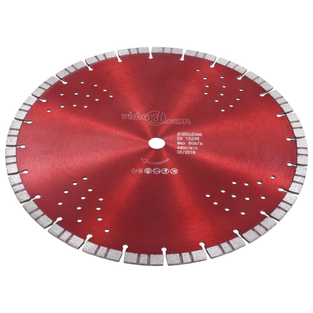 vidaXL Disc diamantat de tăiere cu segmente turbo și găuri oțel 350 mm