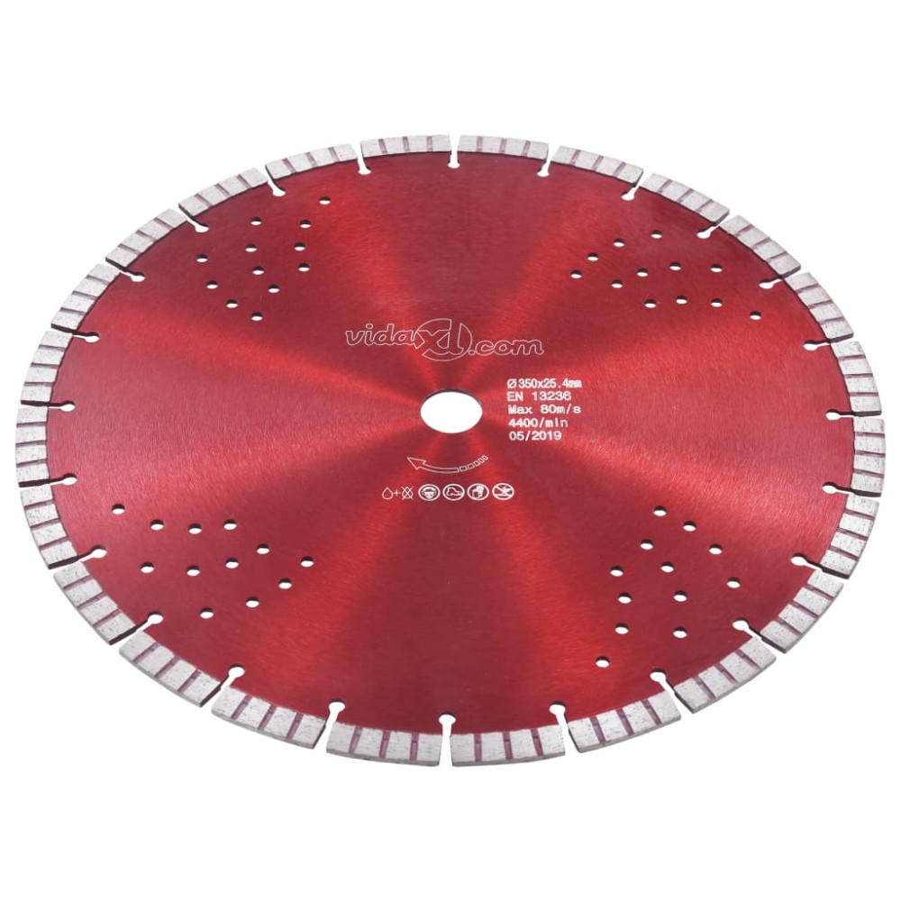 vidaXL Disc diamantat de tăiere cu segmente turbo și găuri oțel 350 mm