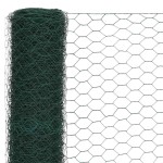 vidaXL Plasă de sârmă găini, verde, 25 x 1,2 m, oțel cu înveliș PVC