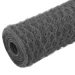 vidaXL Plasă de sârmă găini, gri, 25 x 0,5 m, oțel cu înveliș PVC