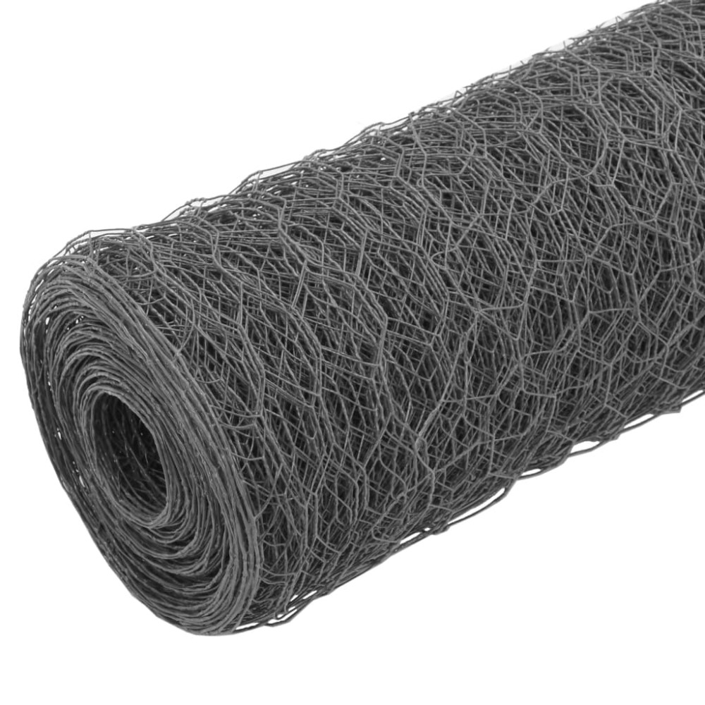 vidaXL Plasă de sârmă găini, gri, 25 x 0,75 m, oțel cu înveliș PVC