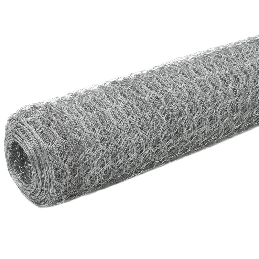 vidaXL Plasă de sârmă găini, argintiu, 25 x 1,2 m, oțel galvanizat