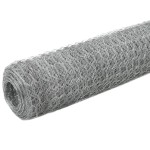 vidaXL Plasă de sârmă găini, argintiu, 25 x 1,2 m, oțel galvanizat