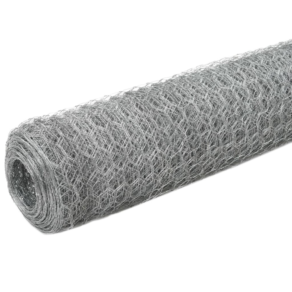 vidaXL Plasă de sârmă găini, argintiu, 25 x 1,2 m, oțel galvanizat