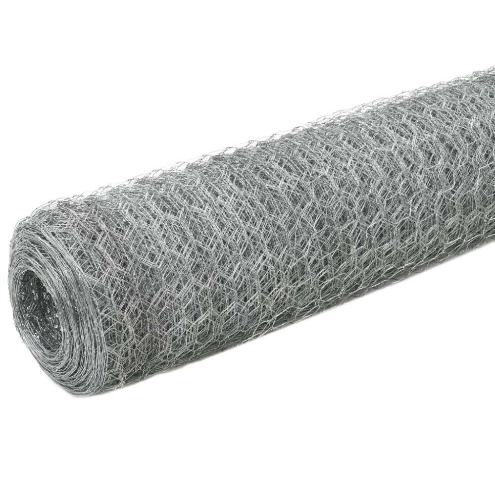 vidaXL Plasă de sârmă găini, argintiu, 25 x 1,2 m, oțel galvanizat