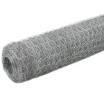 vidaXL Plasă de sârmă găini, argintiu, 25 x 1,2 m, oțel galvanizat