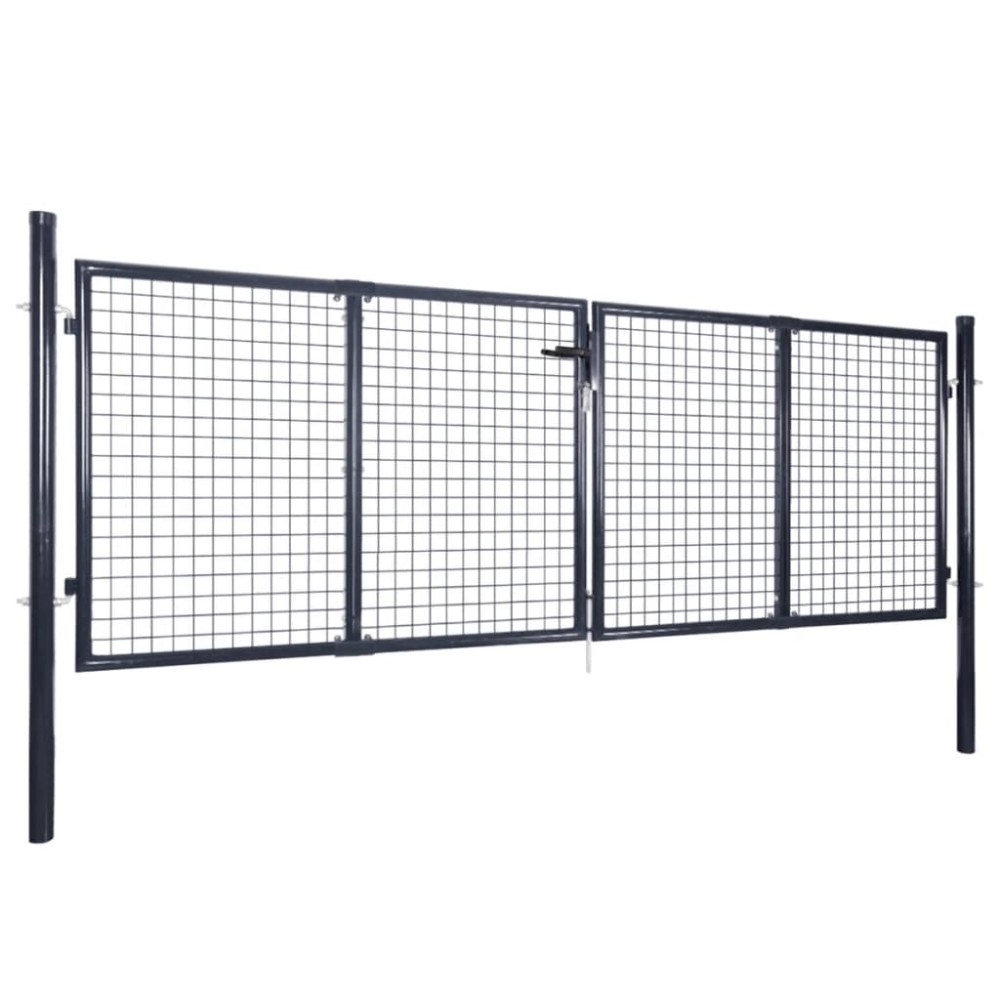 vidaXL Poartă din plasă de grădină, gri, 289x100 cm, oțel galvanizat