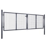vidaXL Poartă din plasă de grădină, gri, 289x100 cm, oțel galvanizat vidaXL Poartă din plasă de grădină, gri, 289x100 cm, oțel galvanizat