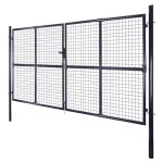 vidaXL Poartă din plasă de grădină, gri, 289x150 cm, oțel galvanizat