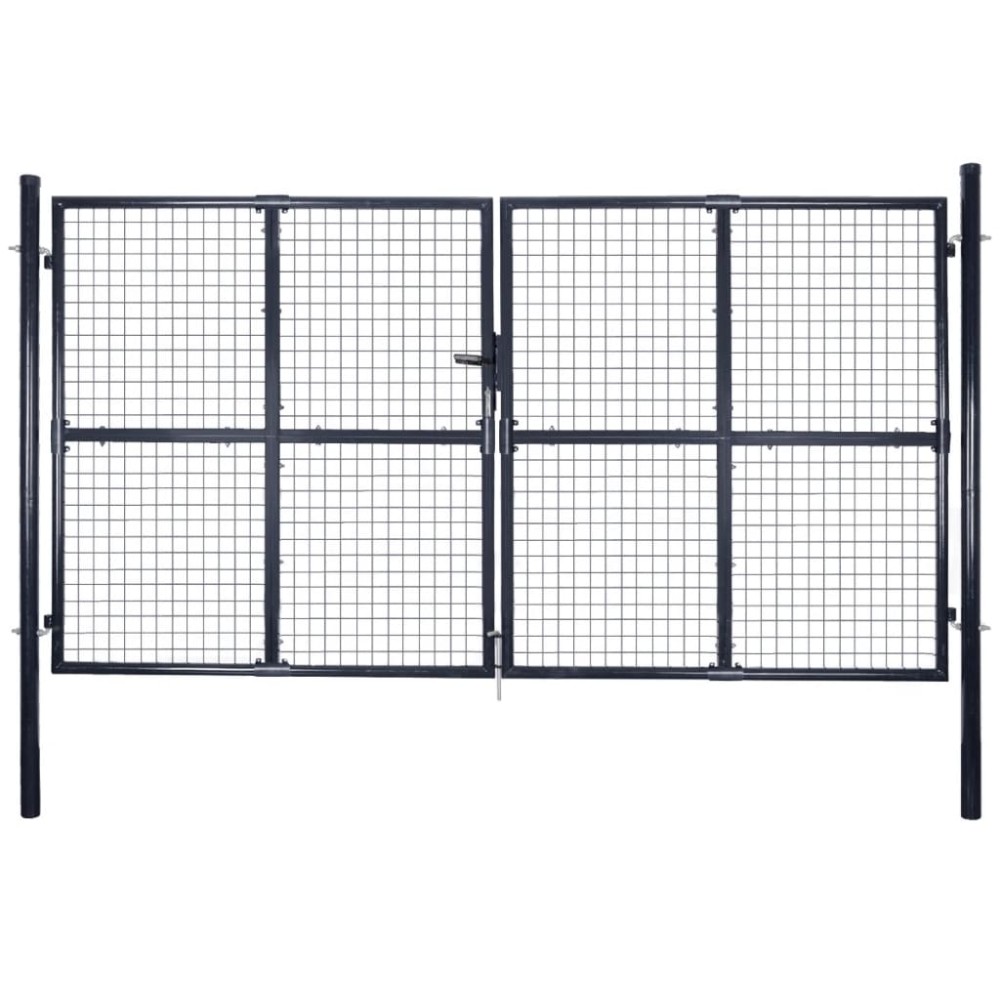 vidaXL Poartă din plasă de grădină, gri, 289x150 cm, oțel galvanizat