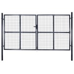 vidaXL Poartă din plasă de grădină, gri, 289x150 cm, oțel galvanizat