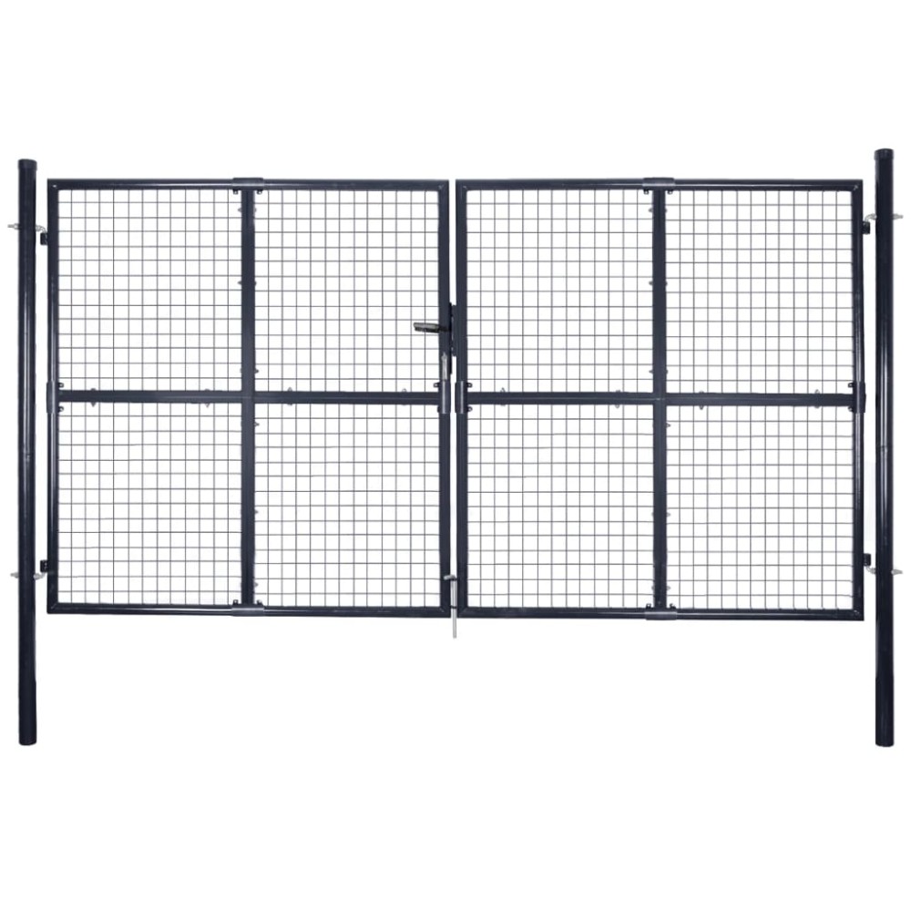 vidaXL Poartă din plasă de grădină, gri, 289x175 cm, oțel galvanizat