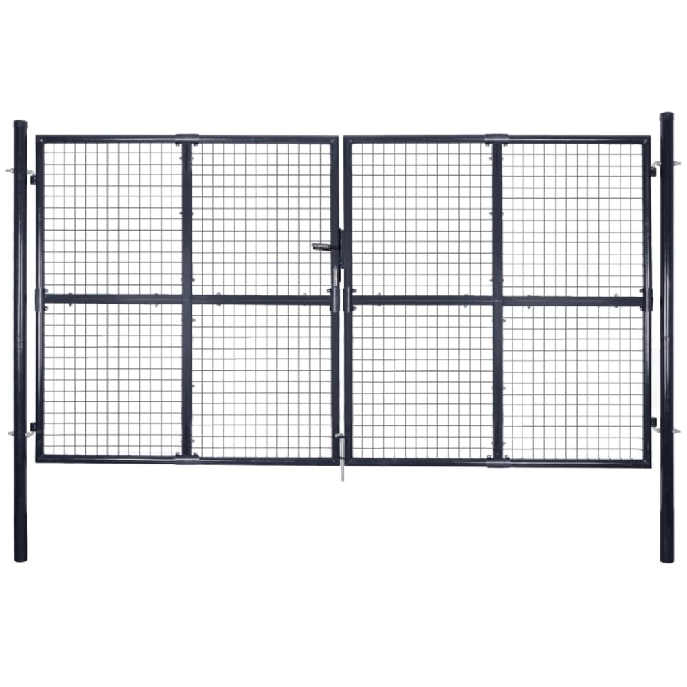 vidaXL Poartă din plasă de grădină, gri, 289x200 cm, oțel galvanizat