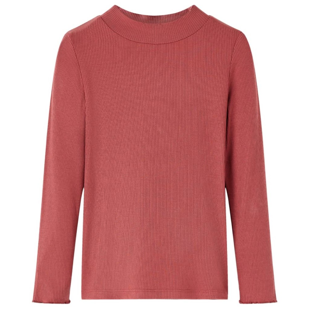 Tricou de copii cu mâneci lungi, guler tunică, roșu ars, 128