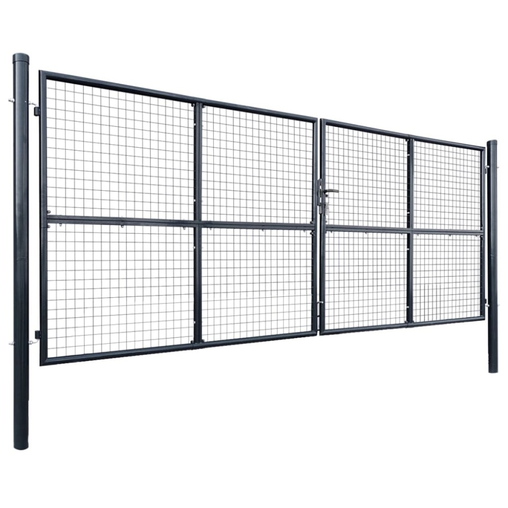 vidaXL Poartă din plasă grădină, oțel galvanizat, 400 x 150 cm, gri