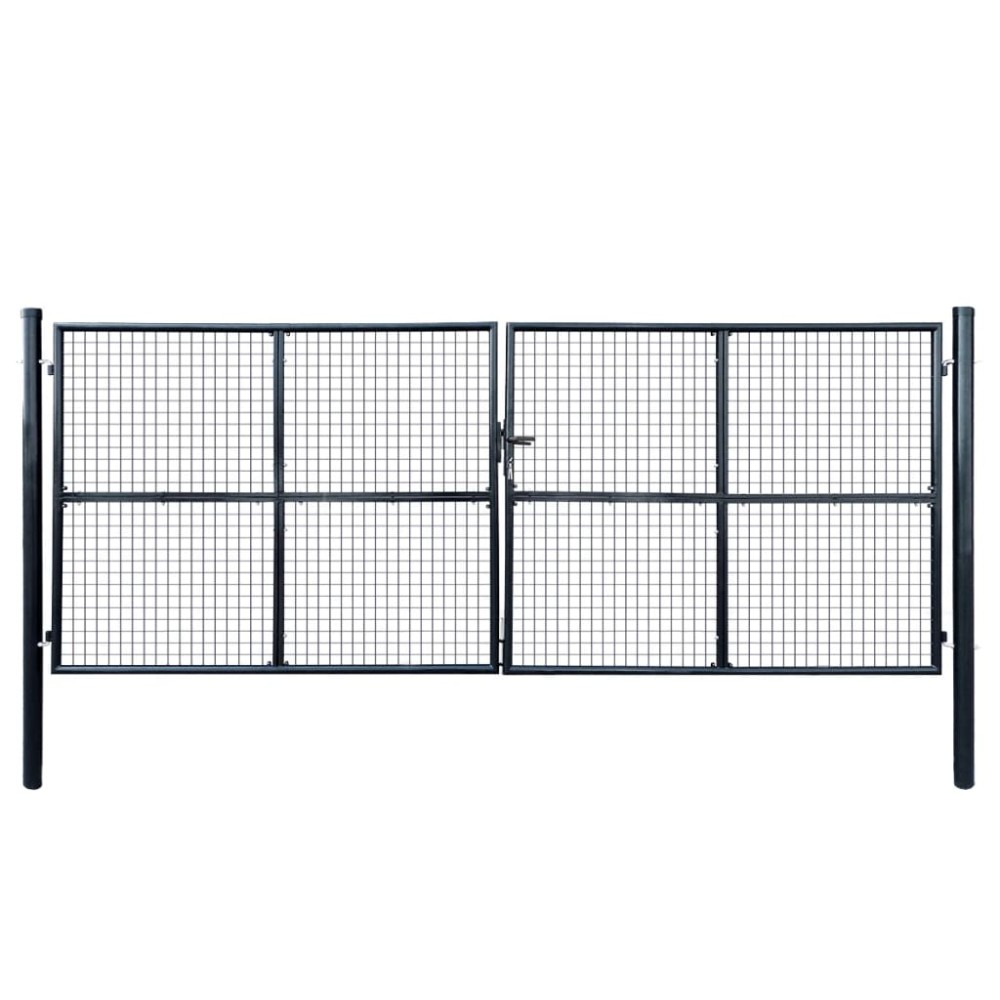 vidaXL Poartă din plasă grădină, oțel galvanizat, 400 x 150 cm, gri