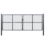 vidaXL Poartă din plasă grădină, oțel galvanizat, 400 x 150 cm, gri vidaXL Poartă din plasă grădină, oțel galvanizat, 400 x 150 cm, gri