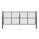 vidaXL Poartă din plasă grădină, oțel galvanizat, 400 x 150 cm, gri vidaXL Poartă din plasă grădină, oțel galvanizat, 400 x 150 cm, gri
