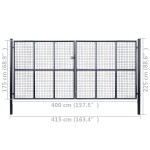 vidaXL Poartă din plasă grădină, oțel galvanizat, 400 x 175 cm, gri
