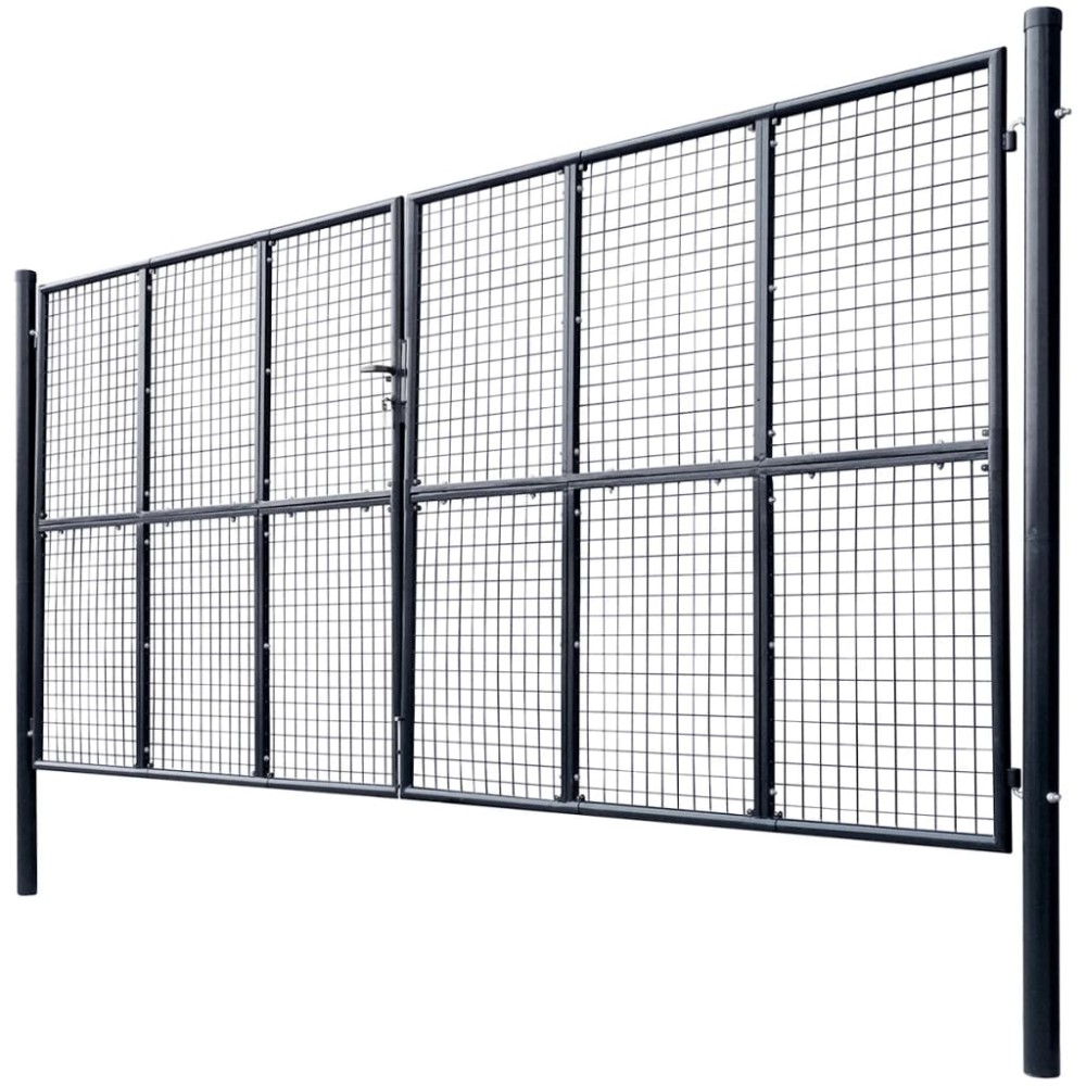 vidaXL Poartă din plasă grădină, oțel galvanizat, 400 x 100 cm, gri