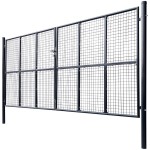 vidaXL Poartă din plasă grădină, oțel galvanizat, 400 x 100 cm, gri