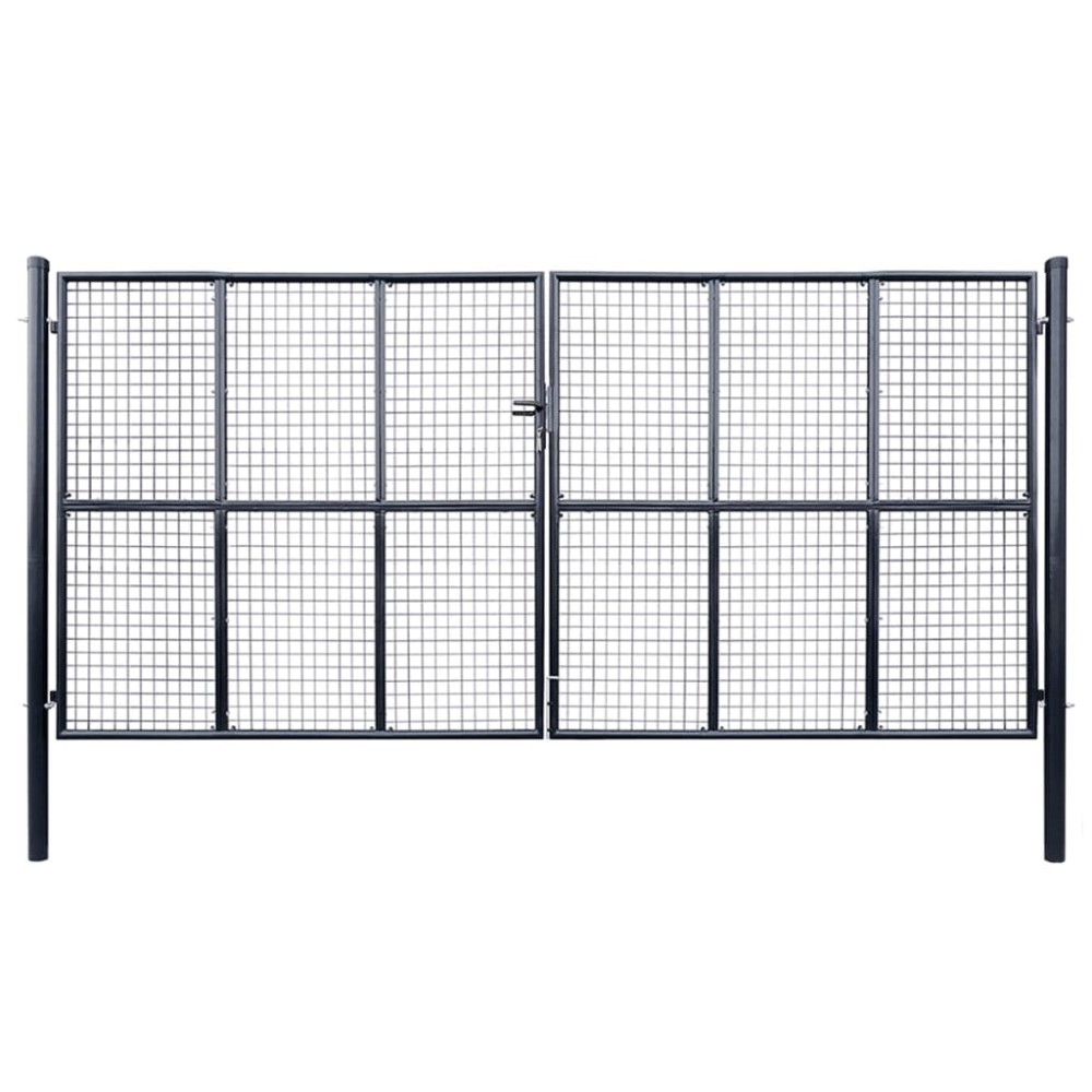 vidaXL Poartă din plasă grădină, oțel galvanizat, 400 x 100 cm, gri