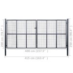 vidaXL Poartă din plasă grădină, oțel galvanizat, 400 x 100 cm, gri