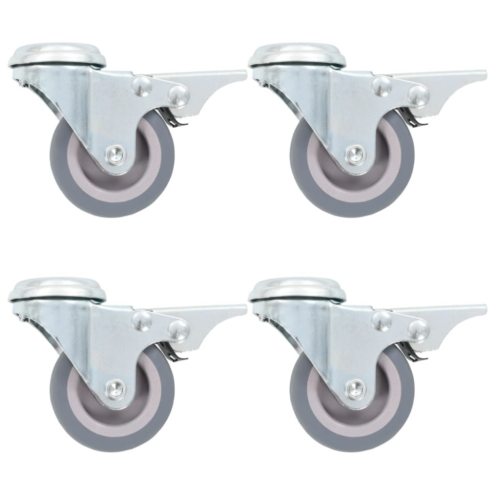 vidaXL Roți pivotante cu gaură șurub, frâne duble, 4 buc., 50 mm